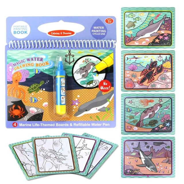 8 Styles Magic Water Drawing Book Coloring Doodle & Magic Pen Drawing Toys Montessori Toys Early Education Toys for Kids