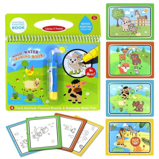 8 Styles Magic Water Drawing Book Coloring Doodle & Magic Pen Drawing Toys Montessori Toys Early Education Toys for Kids