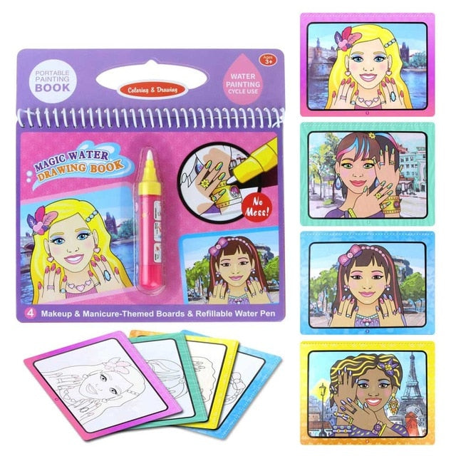 8 Styles Magic Water Drawing Book Coloring Doodle & Magic Pen Drawing Toys Montessori Toys Early Education Toys for Kids