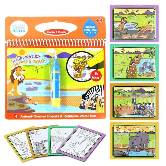 8 Styles Magic Water Drawing Book Coloring Doodle & Magic Pen Drawing Toys Montessori Toys Early Education Toys for Kids